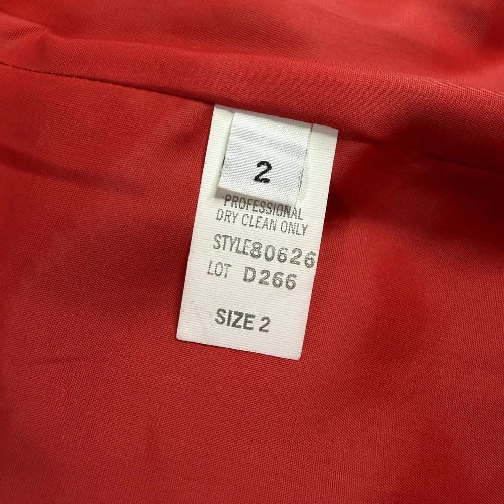 Vintage Paul Stanley Red Silk Blazer Power Jacket Textured Single Button Sz 2